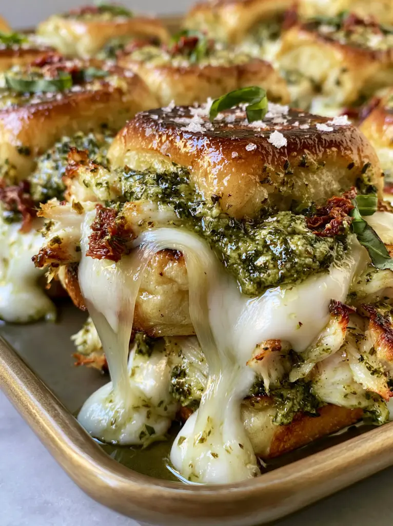 A sheet pan of golden toasted sliders topped with herb butter and sea salt flakes.