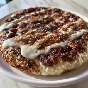 Extreme close-up of the charred bubbles and golden crust of a Sweet Cinnamon Swirl Pizza.