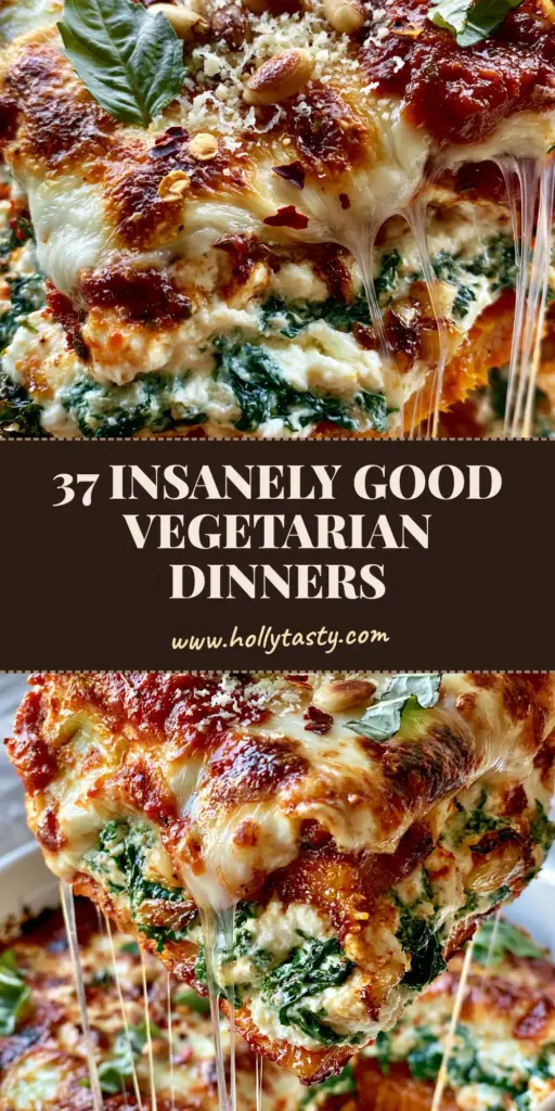 A thick slice of gourmet butternut squash lasagna with stretchy cheese and fresh basil. (vegetarian dinner recipes)